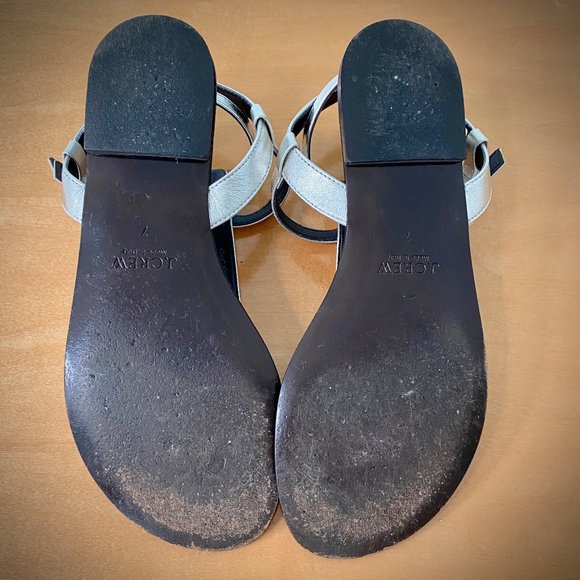 J. Crew Silver Leather Tabbie T-Strap Sandals 7M - Picture 9 of 11